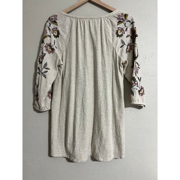J. Jill floral embroidered 3/4 sleeve top med - Picture 2 of 5